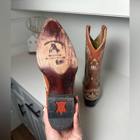 Jhon Davis Western Cowboy Boots Women’s 7 Brown & Cream Embroidered Horse - Picture 7 of 8